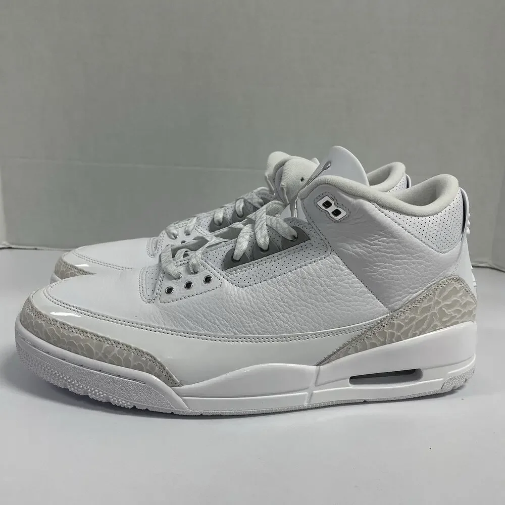 Air Jordan 3 Retro 'Pure Money' 2025 CT8532 111 Size 13 White Leather Sneakers